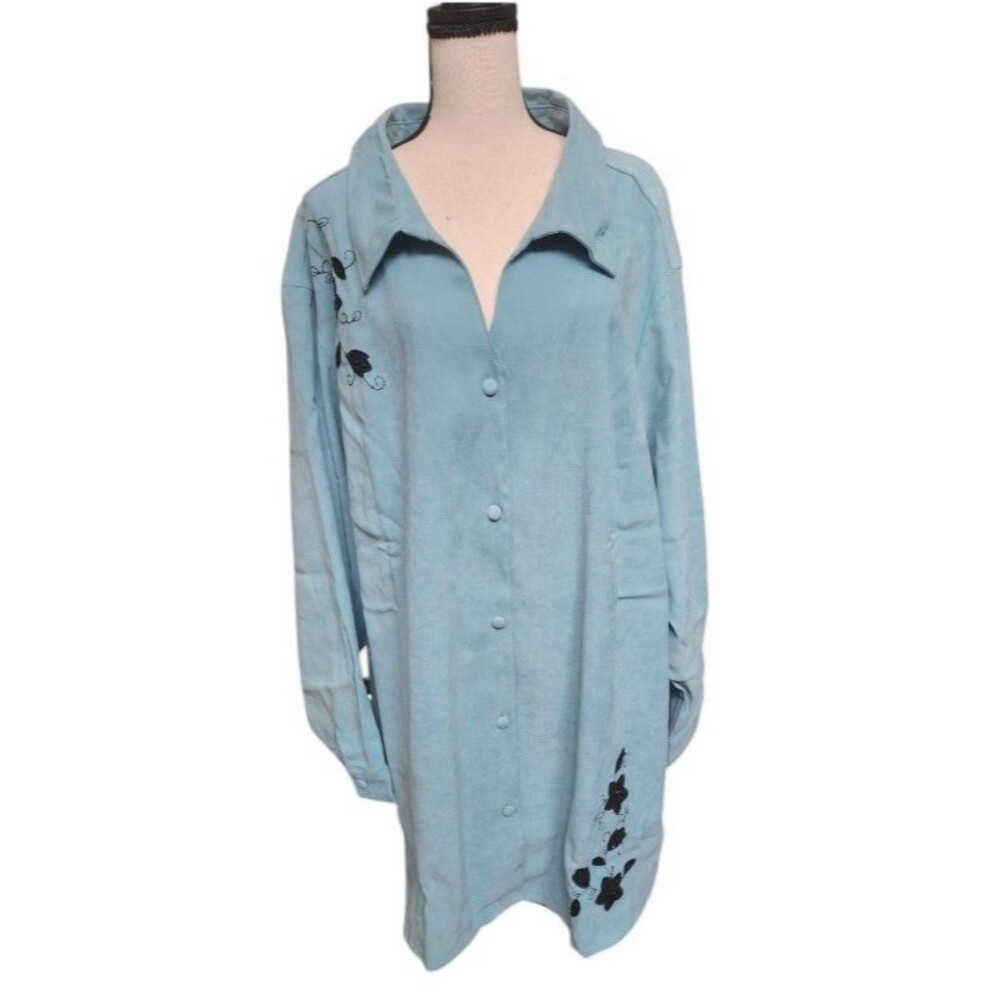 Chelsea Studio Beaded Mint Green Sueded Poly Tunic Plus Size 34